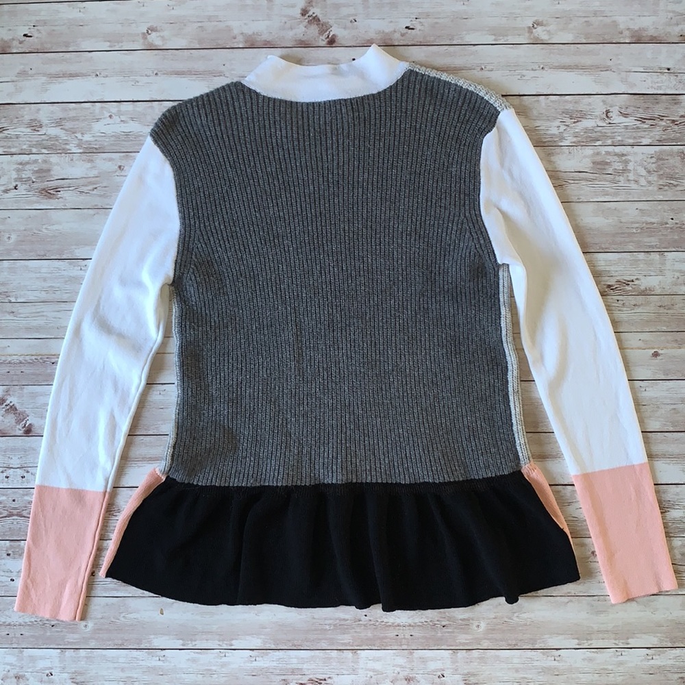 ASOS Colorblock Sweater Ruffled Bottom Size 6 - Picture 2 of 5
